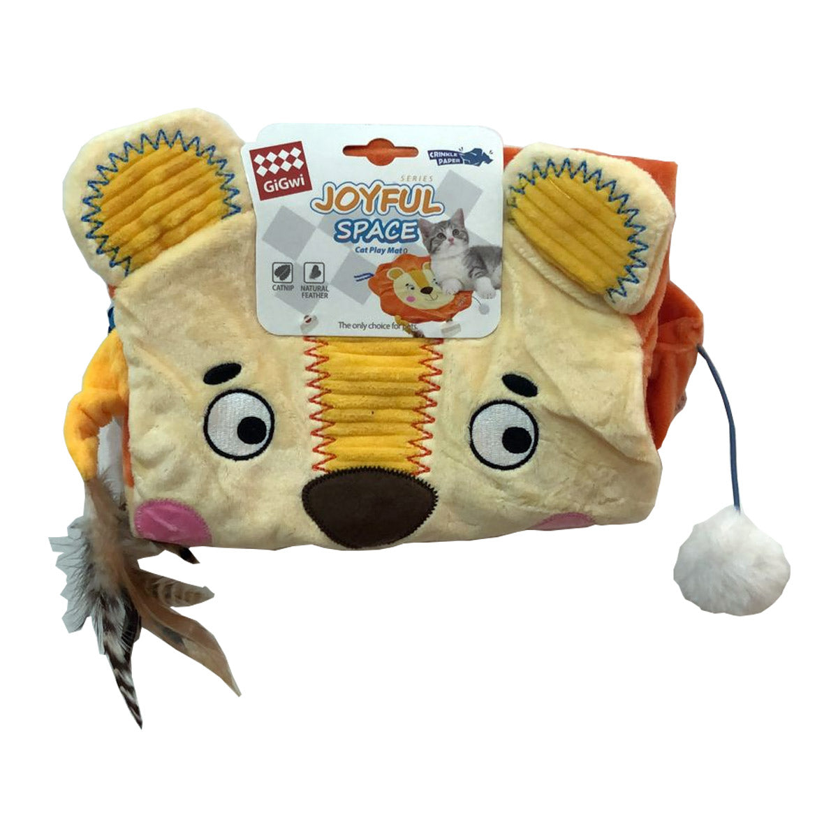 Cat Play Mat Lion with Crinkle Paper  &  Catnip Bag