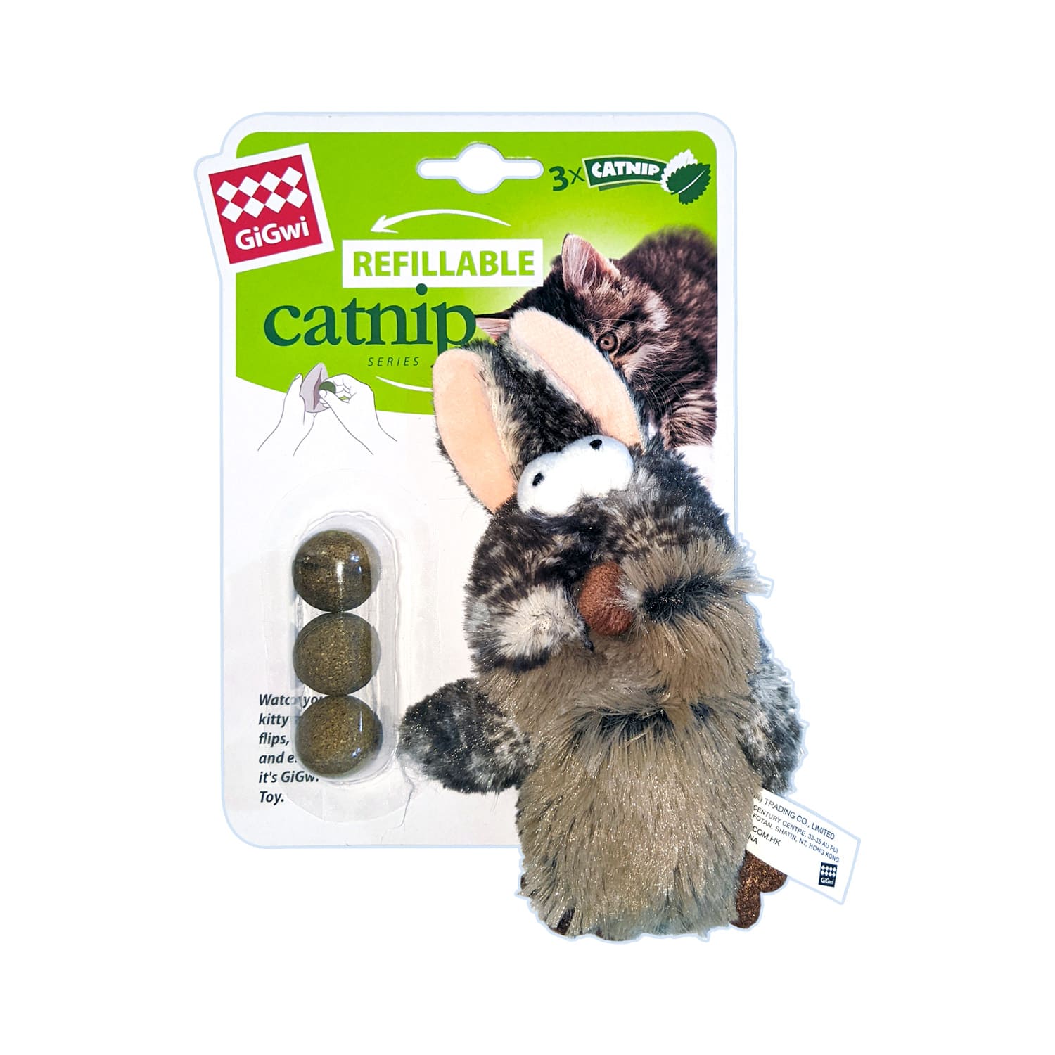 Rabbit Refillable Catnip with 3 catnip balls