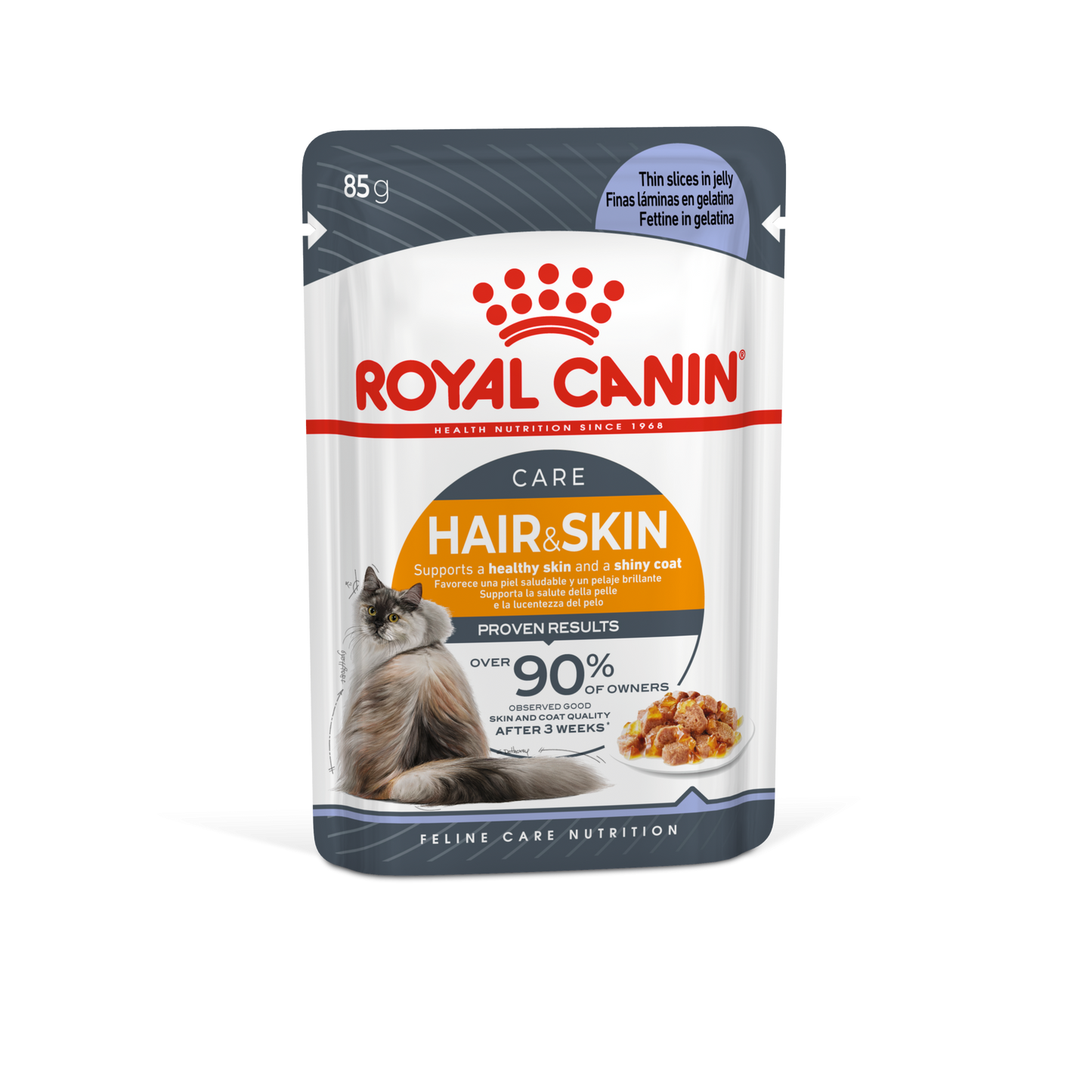 Royal Canin Feline Care Nutrition Hair & Skin Jelly (Wet Food   Pouches) 12 x 85 g