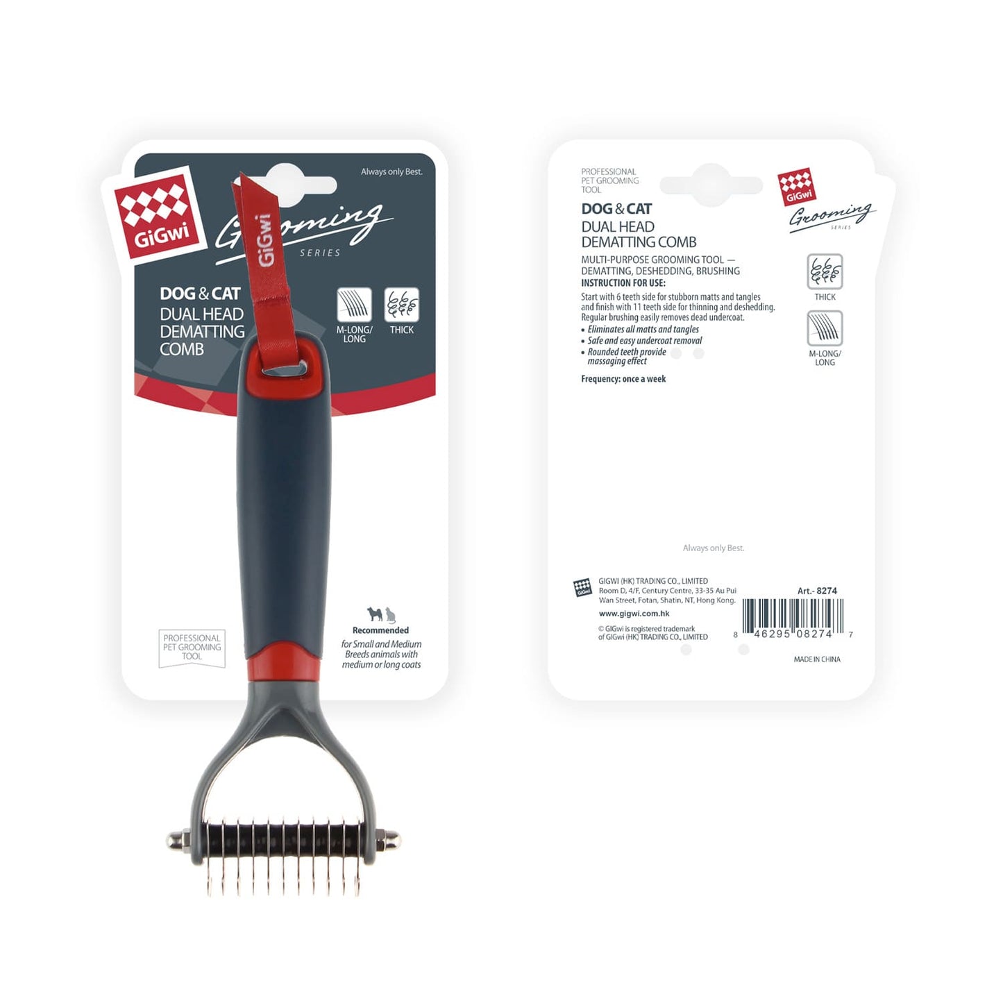 Dual Head Dematting Comb 11 Teeth for Dogs & Cats