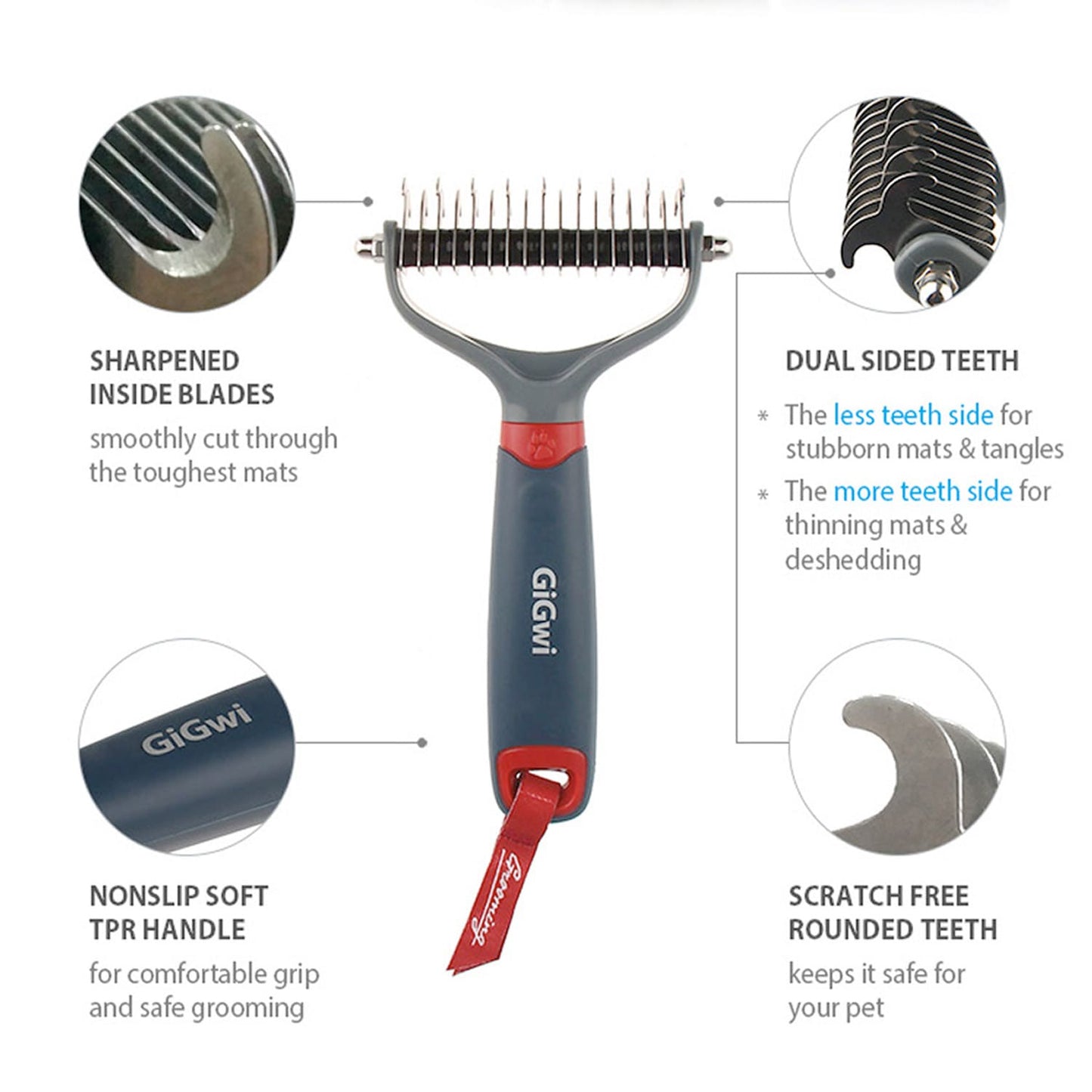 Dual Head Dematting Comb 11 Teeth for Dogs & Cats