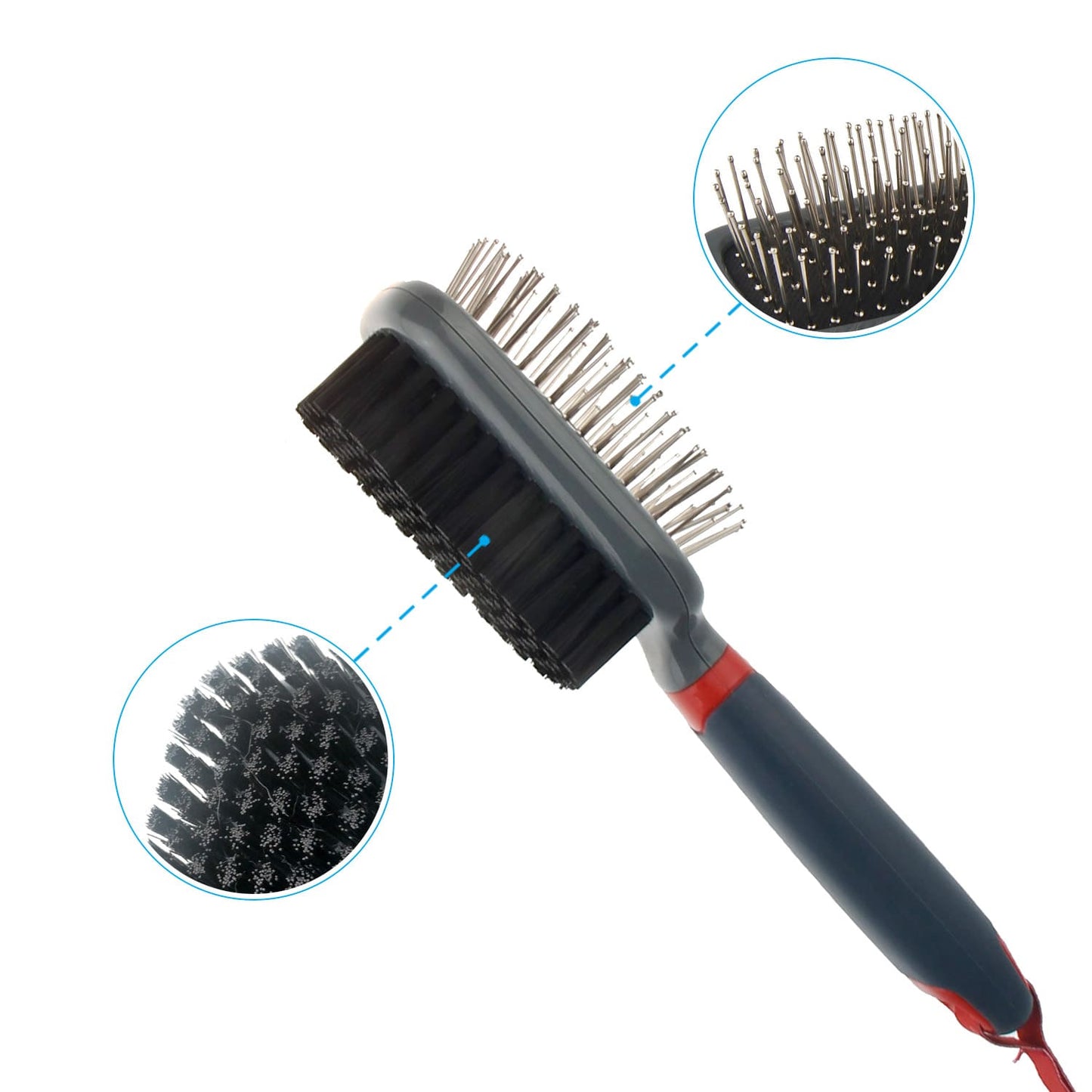 Double-Sided Brush Nylon Bristles & Pins for Dogs and Cats
