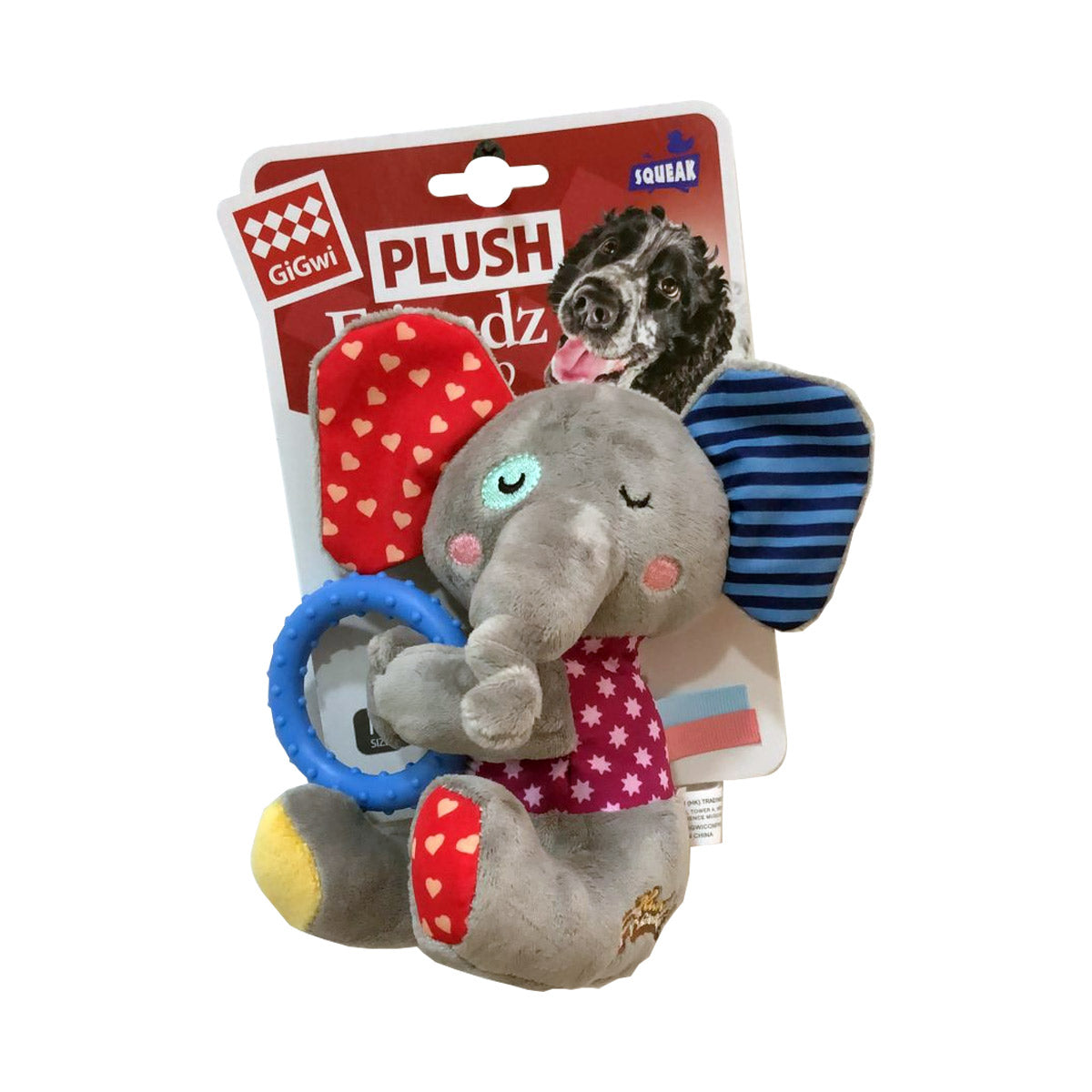 Elephant Plush Friendz with Squeaker  &  TPR Ring