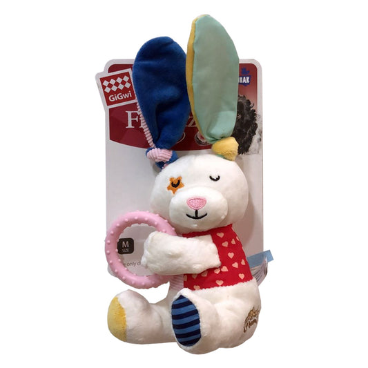 Rabbit Plush Friendz with Squeaker &amp; TPR Ring