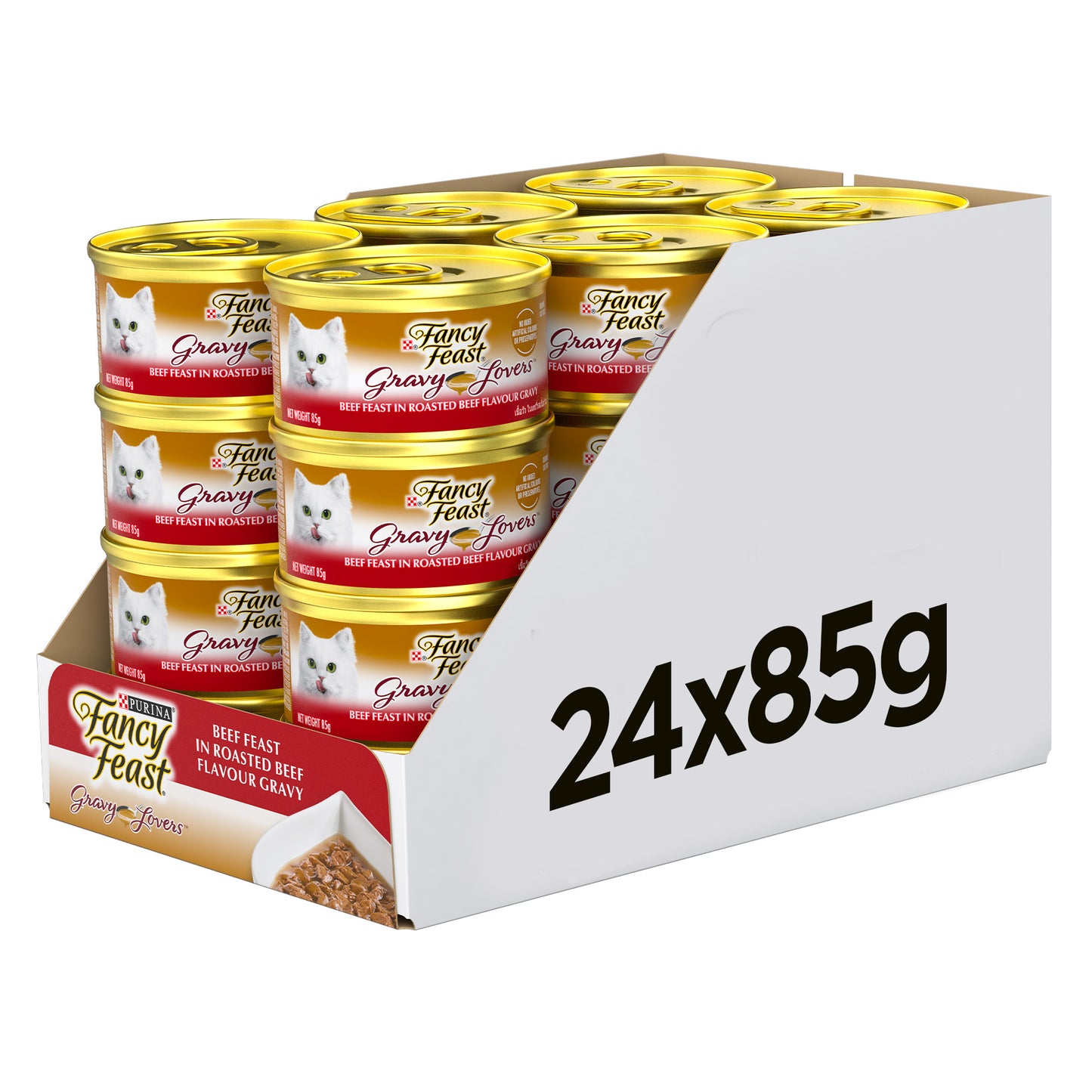 85gm (Pack of 24) Purina Fancy Feast Gravy Lovers Beef Wet Cat Food in Gravy