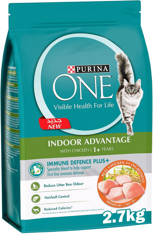 (1.2kg) Purina ONE Indoor Advantage Adult Dry Cat Food with Chicken for Cats 1+ Years