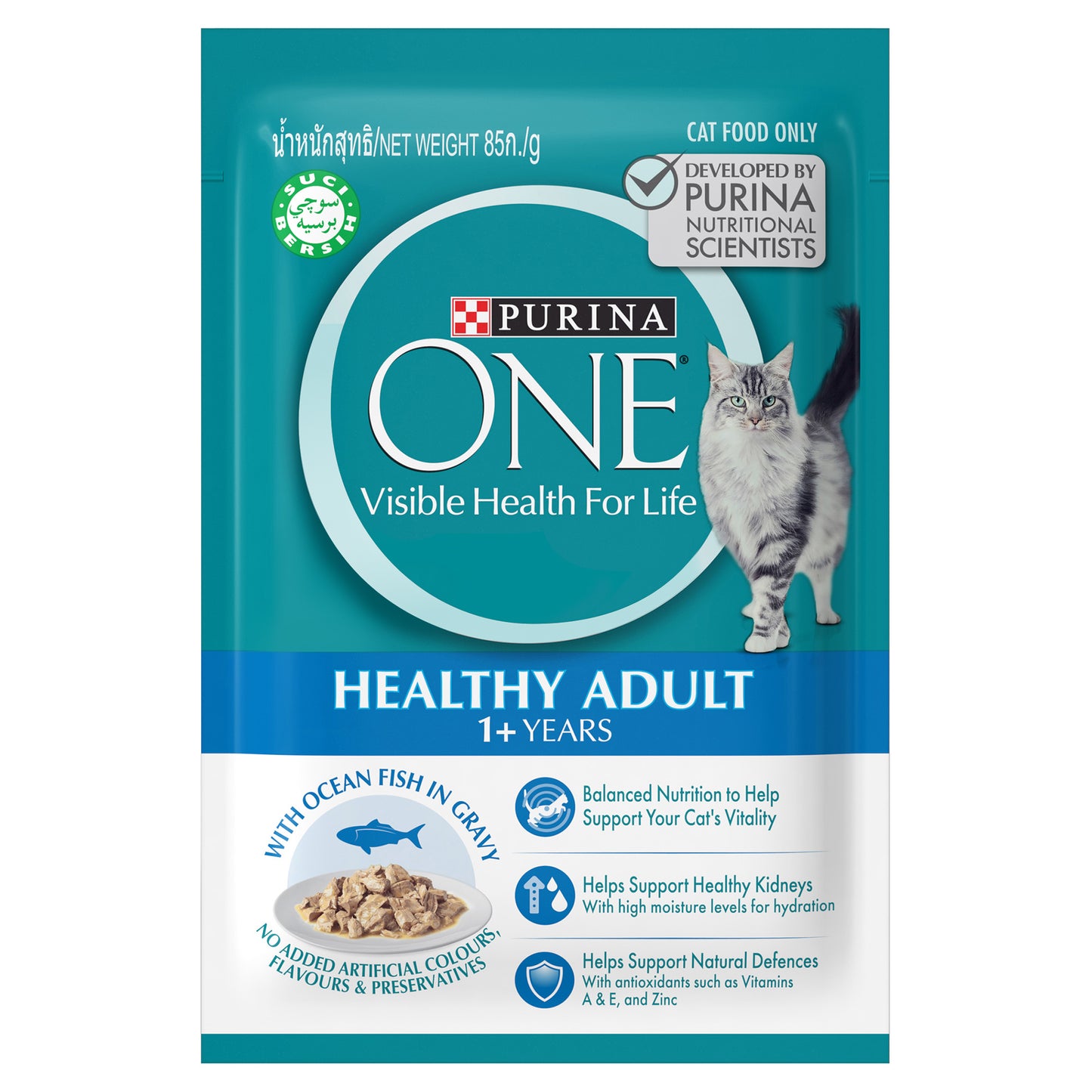 (70g) (Pack of 12) Purina ONE Healthy Adult Wet Cat Food with Ocean Fish