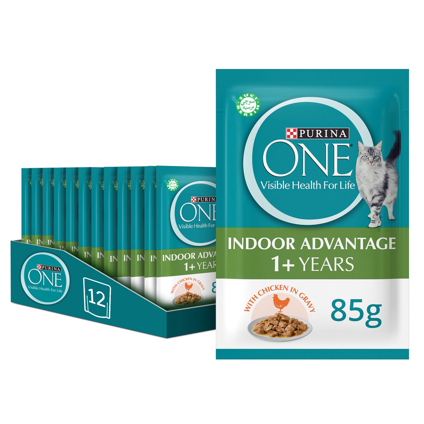 (70g) (Pack of 24) Purina ONE Adult Indoor Wet Cat Food with Chicken Pouch