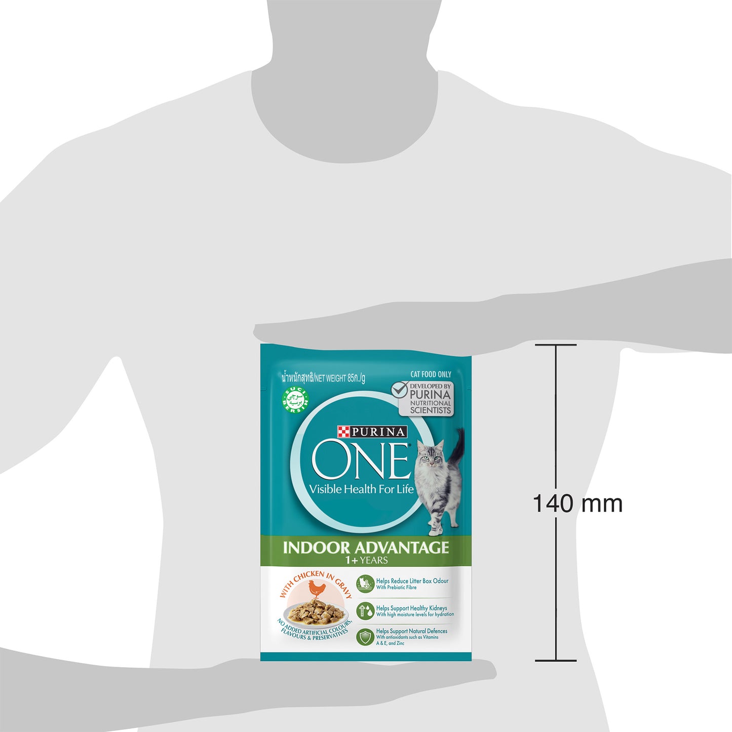 (70g) (Pack of 24) Purina ONE Adult Indoor Wet Cat Food with Chicken Pouch