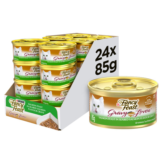85gm (Pack of 24 ) Purina Fancy Feast Gravy Lovers Salmon Wet Cat Food in Gravy