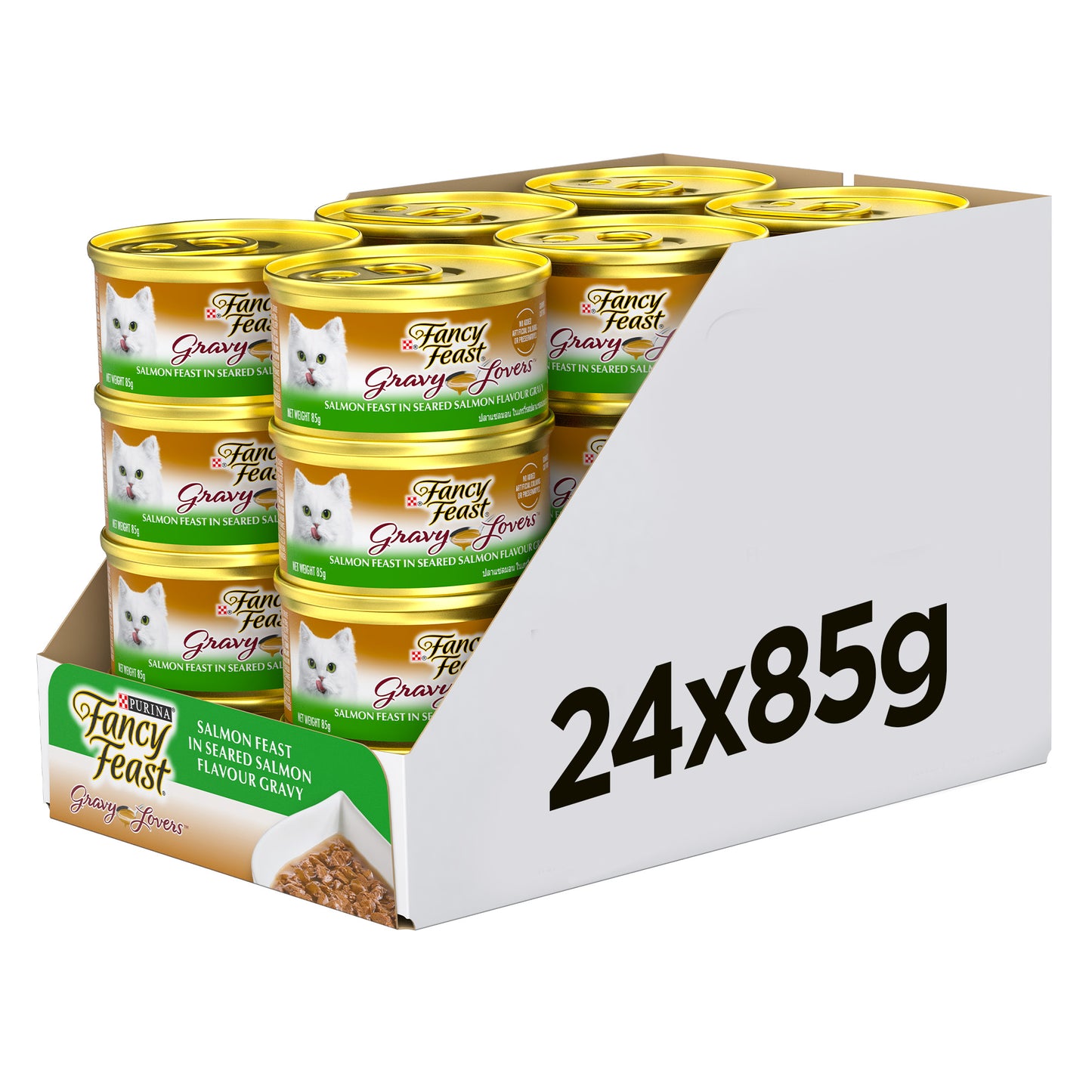 85gm (Pack of 24 ) Purina Fancy Feast Gravy Lovers Salmon Wet Cat Food in Gravy