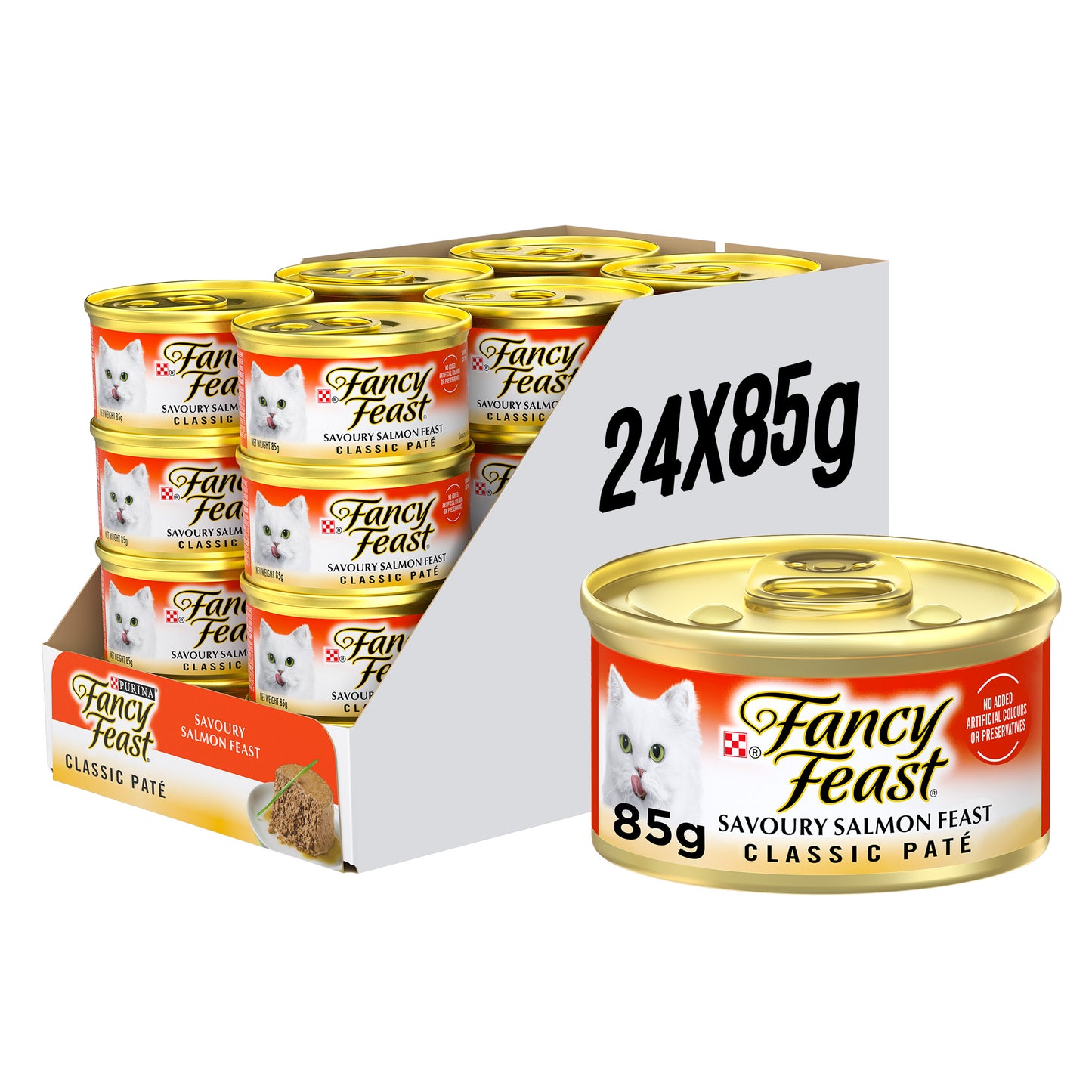 85gm (Pack of 24) Purina Fancy Feast Classic Paté in Savoury Salmon Feast Wet Cat Food