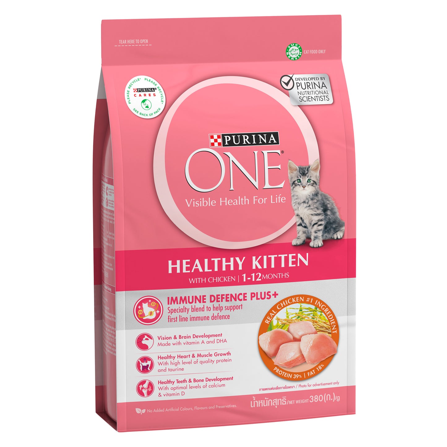 (380gm) Purina ONE Healthy Kitten Dry Cat Food with Chicken
