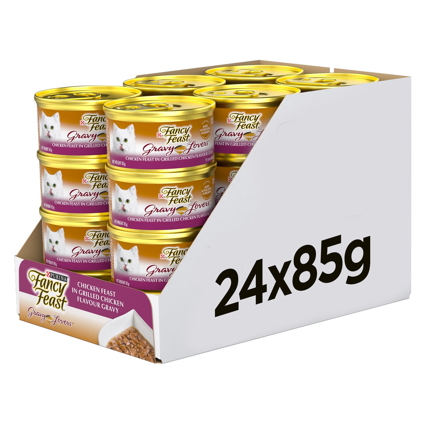 85gm (Pack of 24) Purina Fancy Feast Gravy Lovers Chicken Wet Cat Food in Gravy