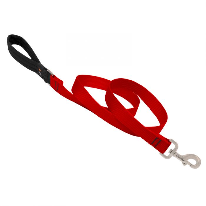 Basic Solids Padded Handle Dog Leash 4ft - 1" wide, Red