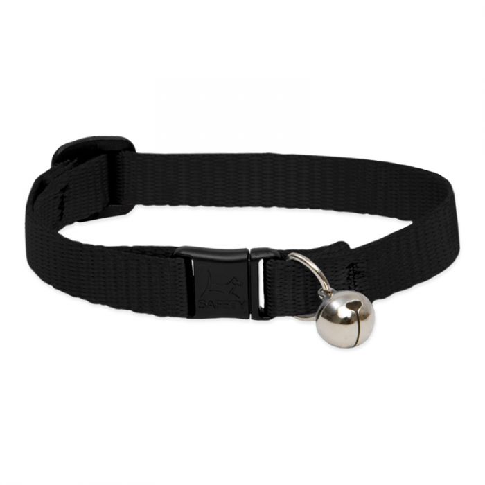 Basic Solids Safety Cat Collar with Bell - Black
