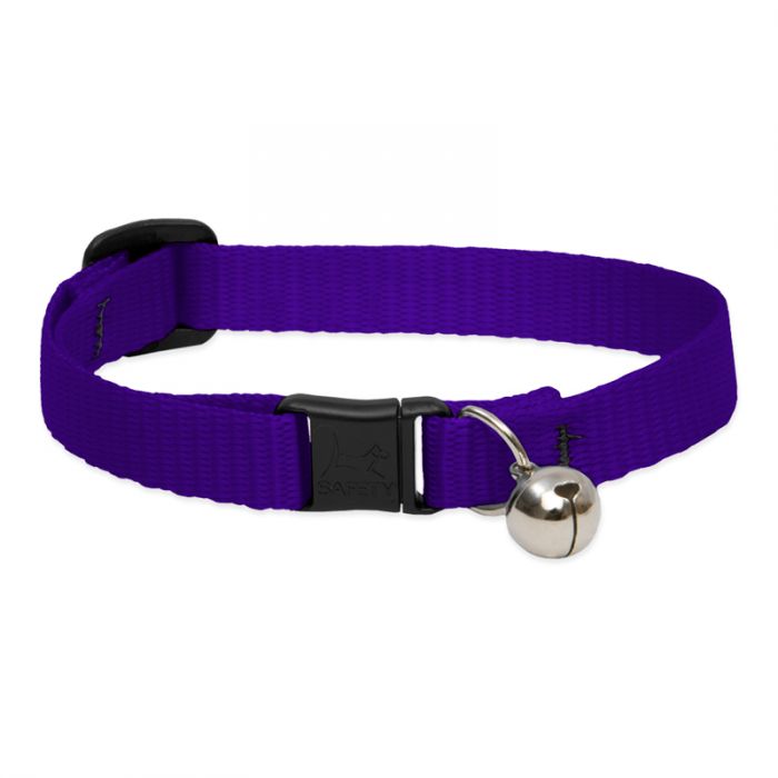 Basic Solids Safety Cat Collar with Bell - Purple