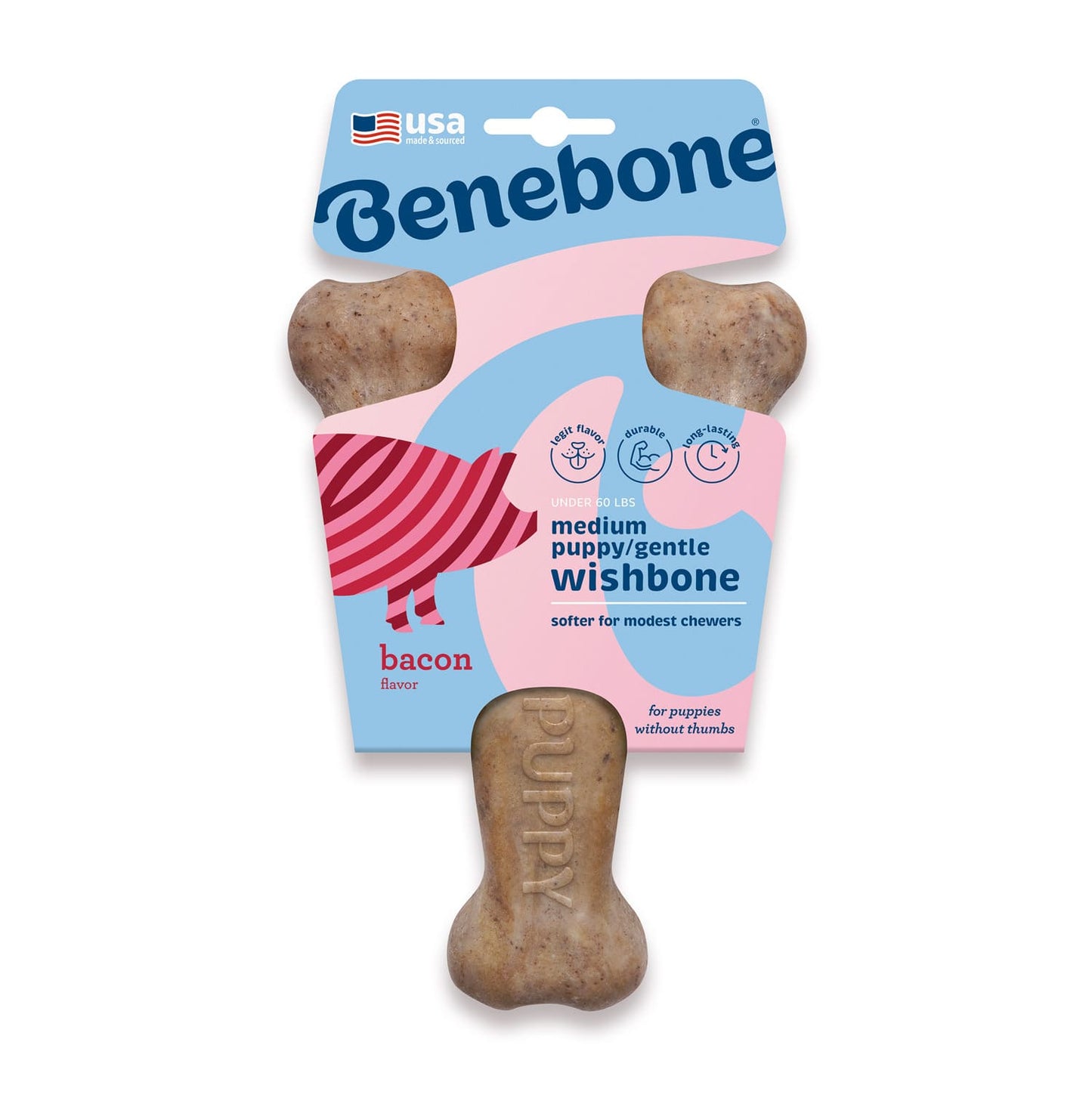 Benebone Puppy Wishbone Dog Chew Toy - Bacon
