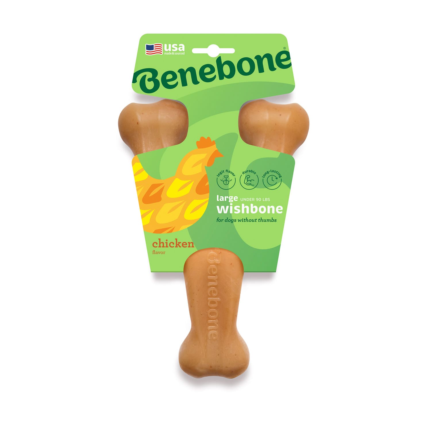 Benebone Wishbone Dog Chew Toy - Chicken - Large