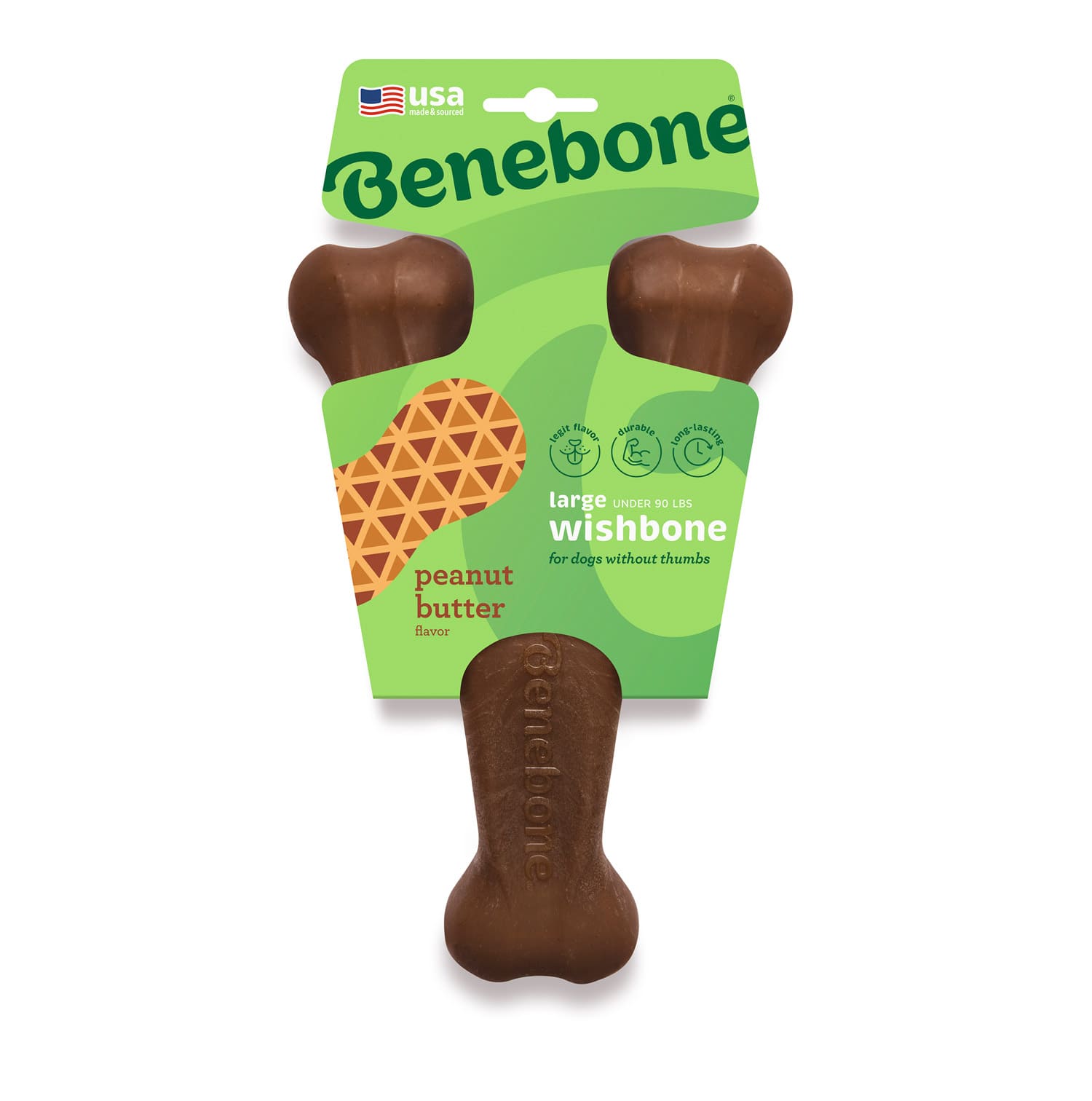 Benebone Wishbone Dog Chew Toy - Peanut - Large