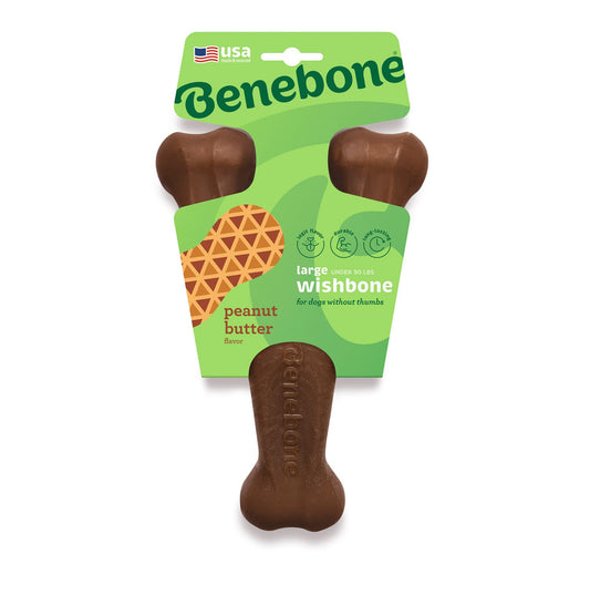 Benebone Wishbone Dog Chew Toy - Peanut - Large