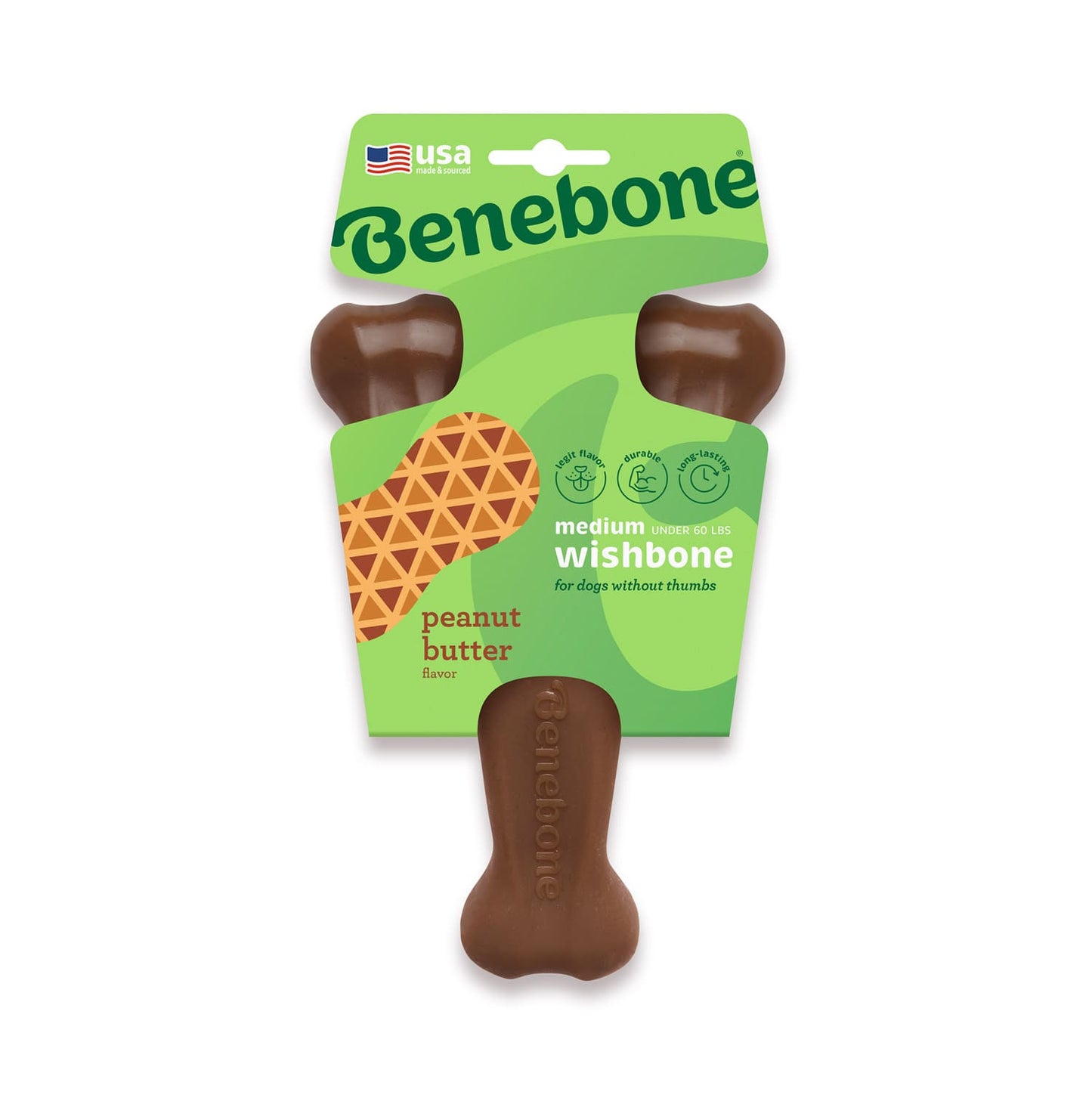Benebone Wishbone Dog Chew Toy - Peanut - Medium
