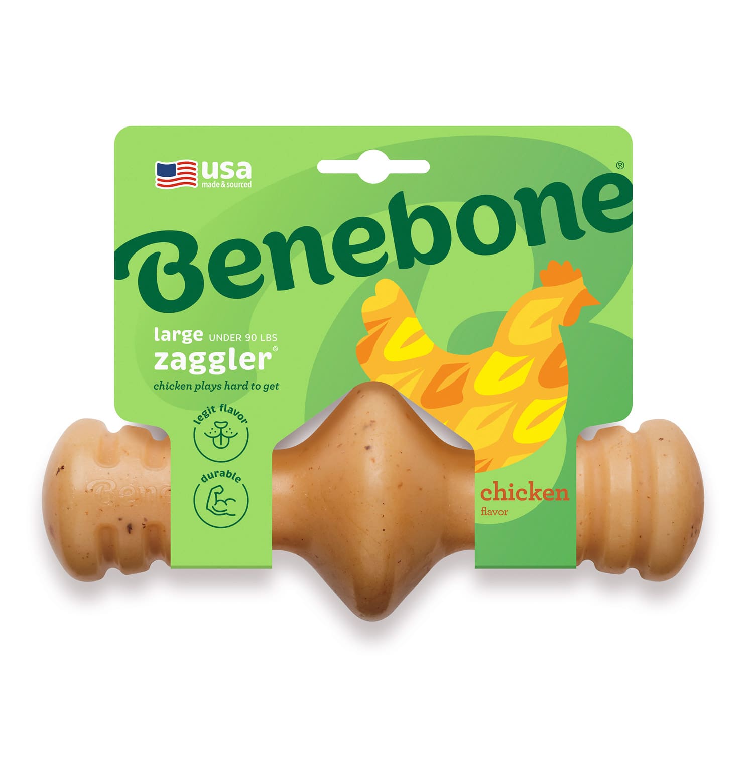Benebone Zaggler Dog Chew Toy - Chicken - Large