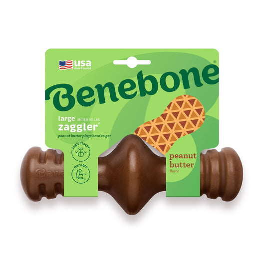 Benebone Zaggler Dog Chew Toy - Peanut - Large