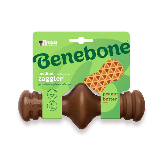 Benebone Zaggler Dog Chew Toy - Peanut - Medium