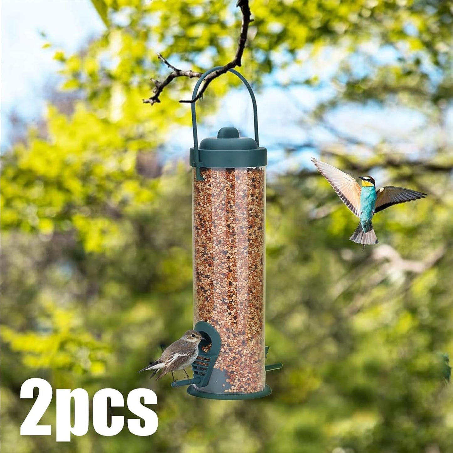 2PCS Outdoor Hanging Wild Bird Feeder, Finch Feeder for Garden Backyard Decoration Attractive Metal Thistle Feeder