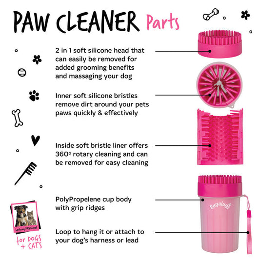 Bugalugs Paw Cleaner Cup For Dogs & Cats Pink