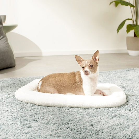 Quiet Time Deluxe Fleece Double Bolster Bed White - 18 inch