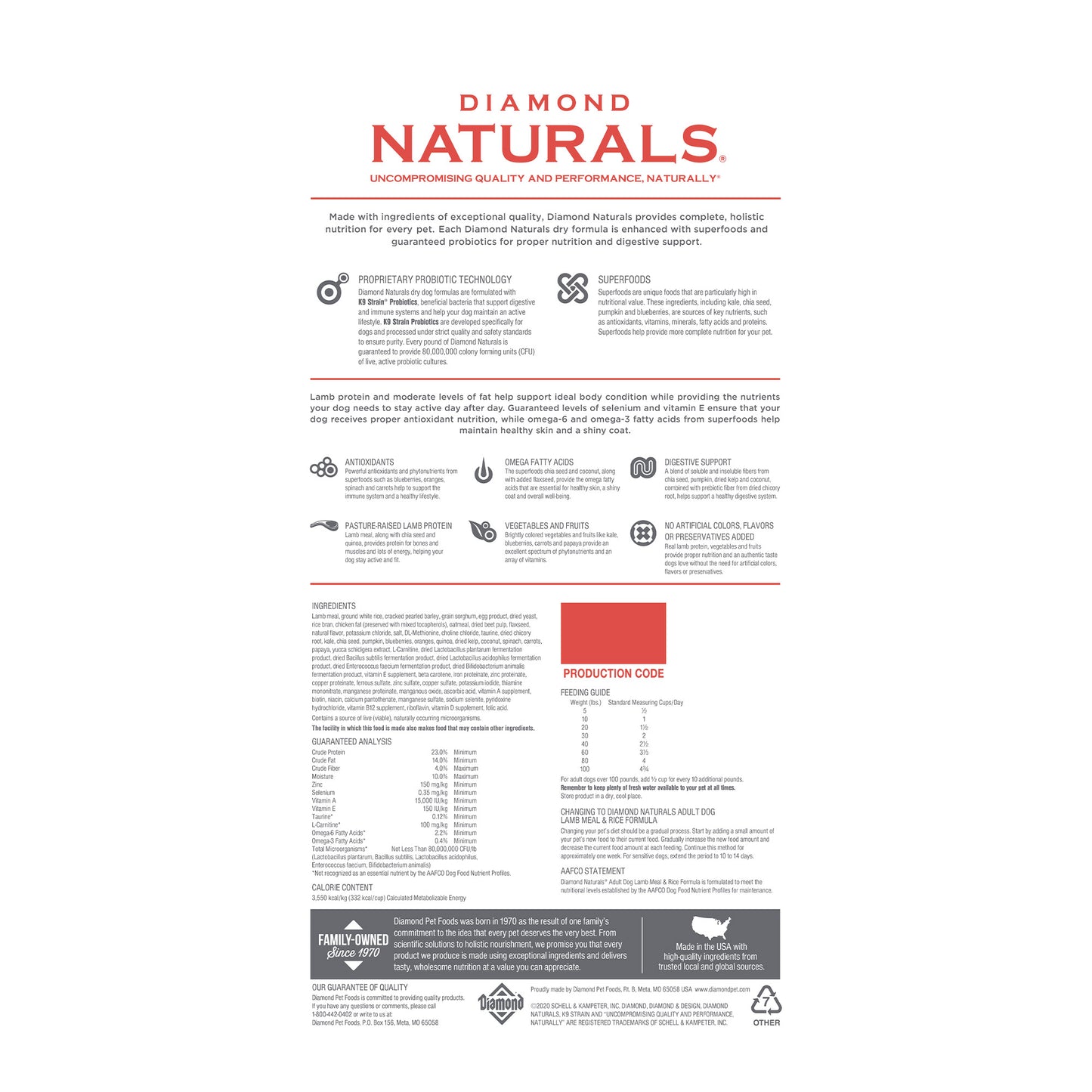 Diamond Naturals Adult Dog Lamb Meal & Rice Formula