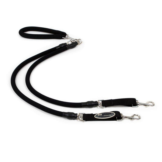 EZ Steps Stretch Dual Leash Medium - Black
