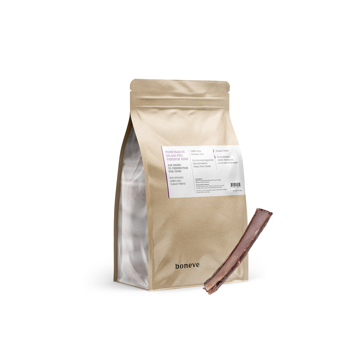 Boneve Air-Dried Free-Range Grass-Fed Venison Ribs Dog Treat - 200G