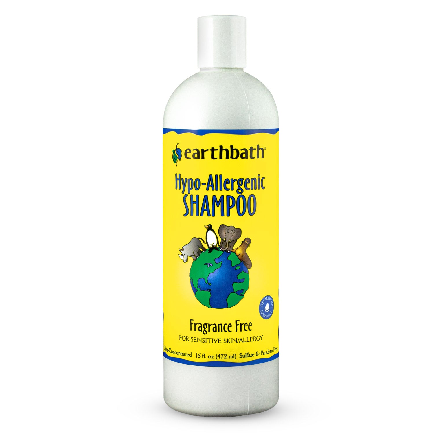 earthbath® Hypo-Allergenic Shampoo, Fragrance Free, For Sensitive Skin, Made in USA - 16 oz
