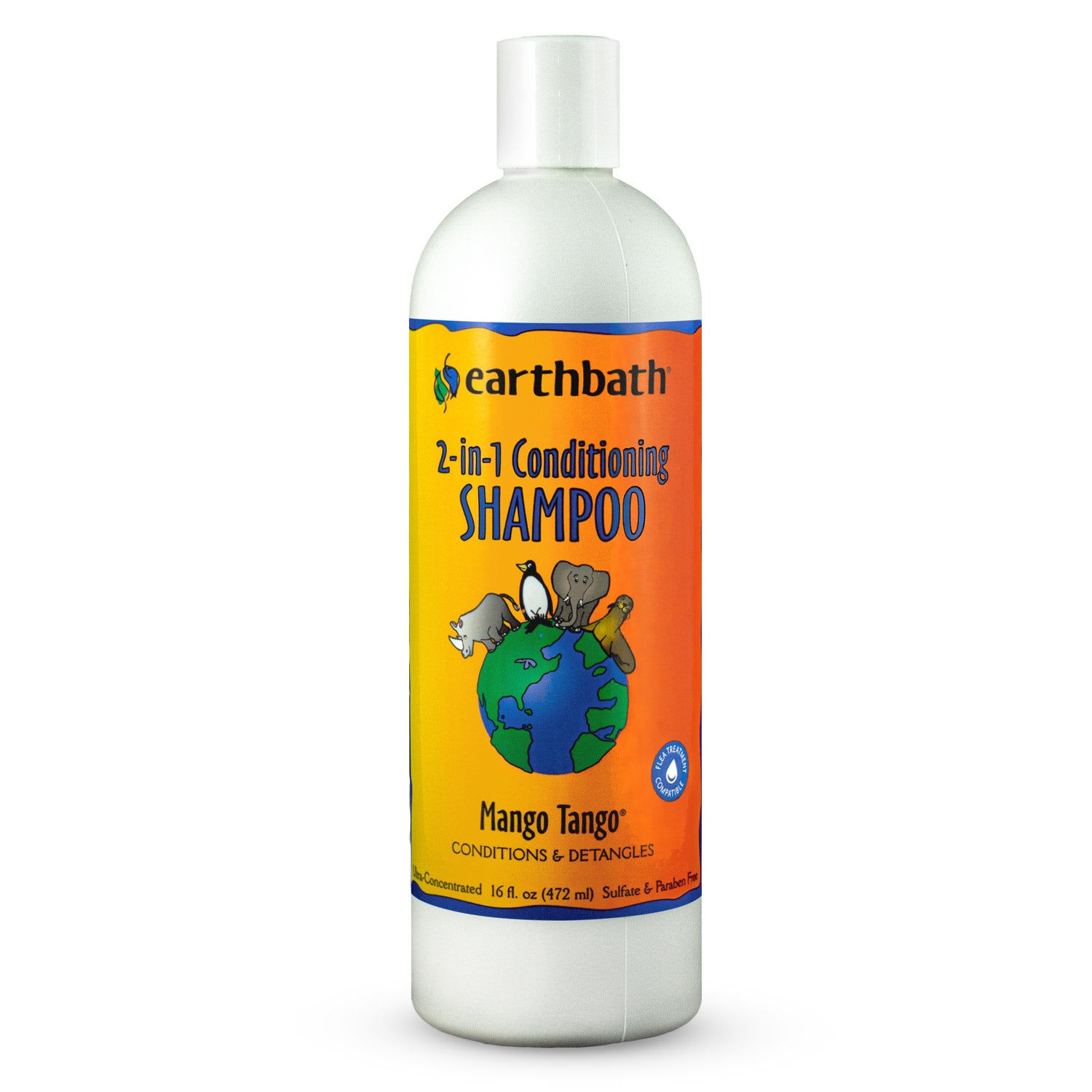 earthbath® 2 in 1 Conditioning Shampoo Mango Tango® Conditions &amp; Detangles Made in USA 16 oz