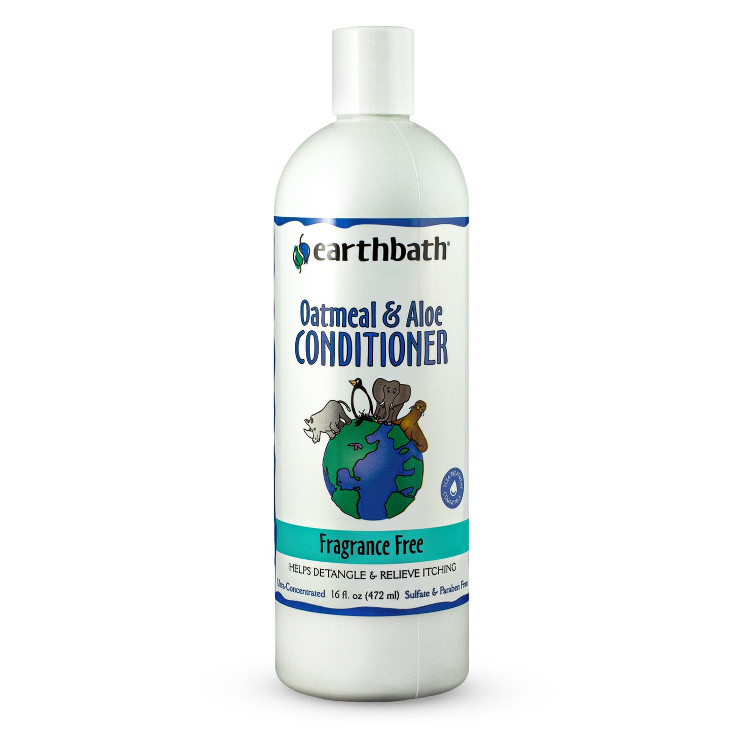 earthbath® Oatmeal &amp; Aloe Conditioner Fragrance Free Helps Relieve Itchy Dry Skin Made in USA 16 oz