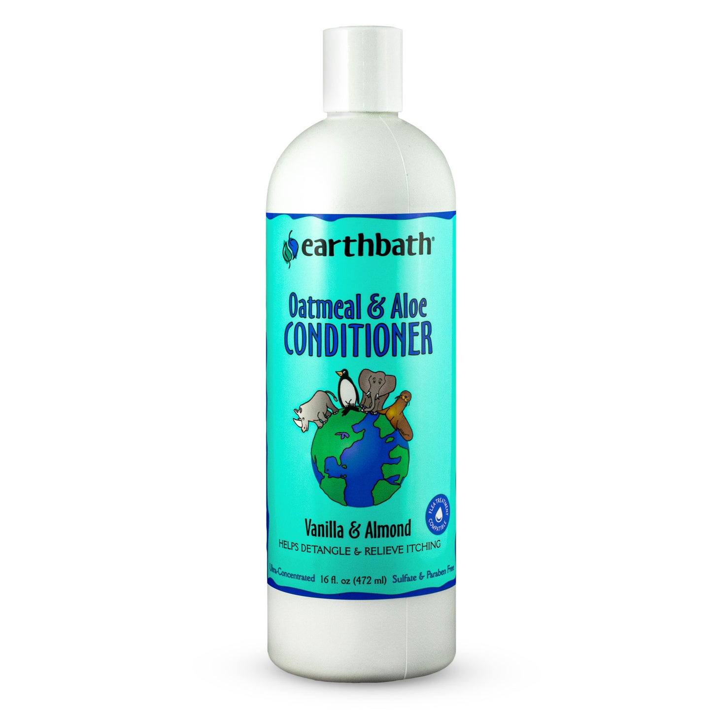 earthbath® Oatmeal &amp; Aloe Conditioner Vanilla &amp; Almond Helps Relieve Itchy Dry Skin Made in USA 16 oz