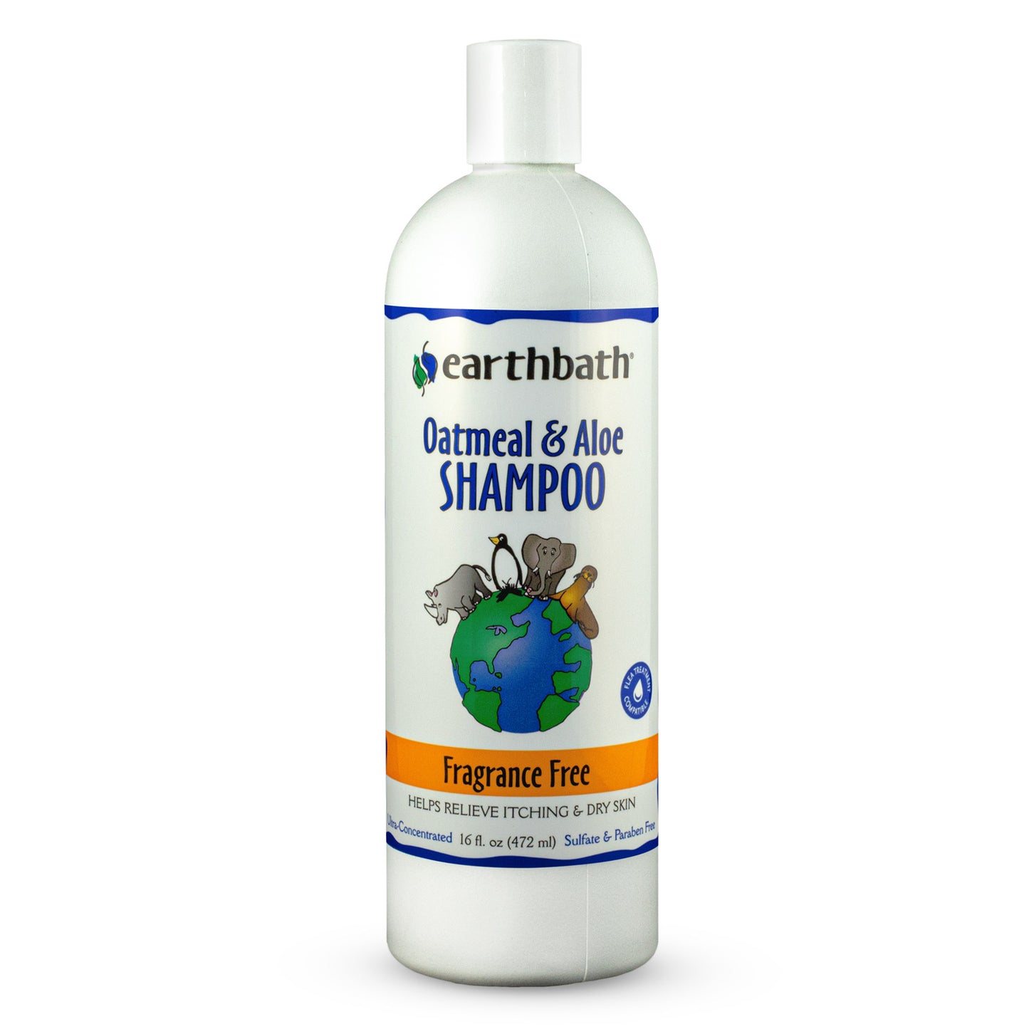 earthbath® Oatmeal &amp; Aloe Shampoo Fragrance Free Helps Relieve Itchy Dry Skin Made in USA 16 oz
