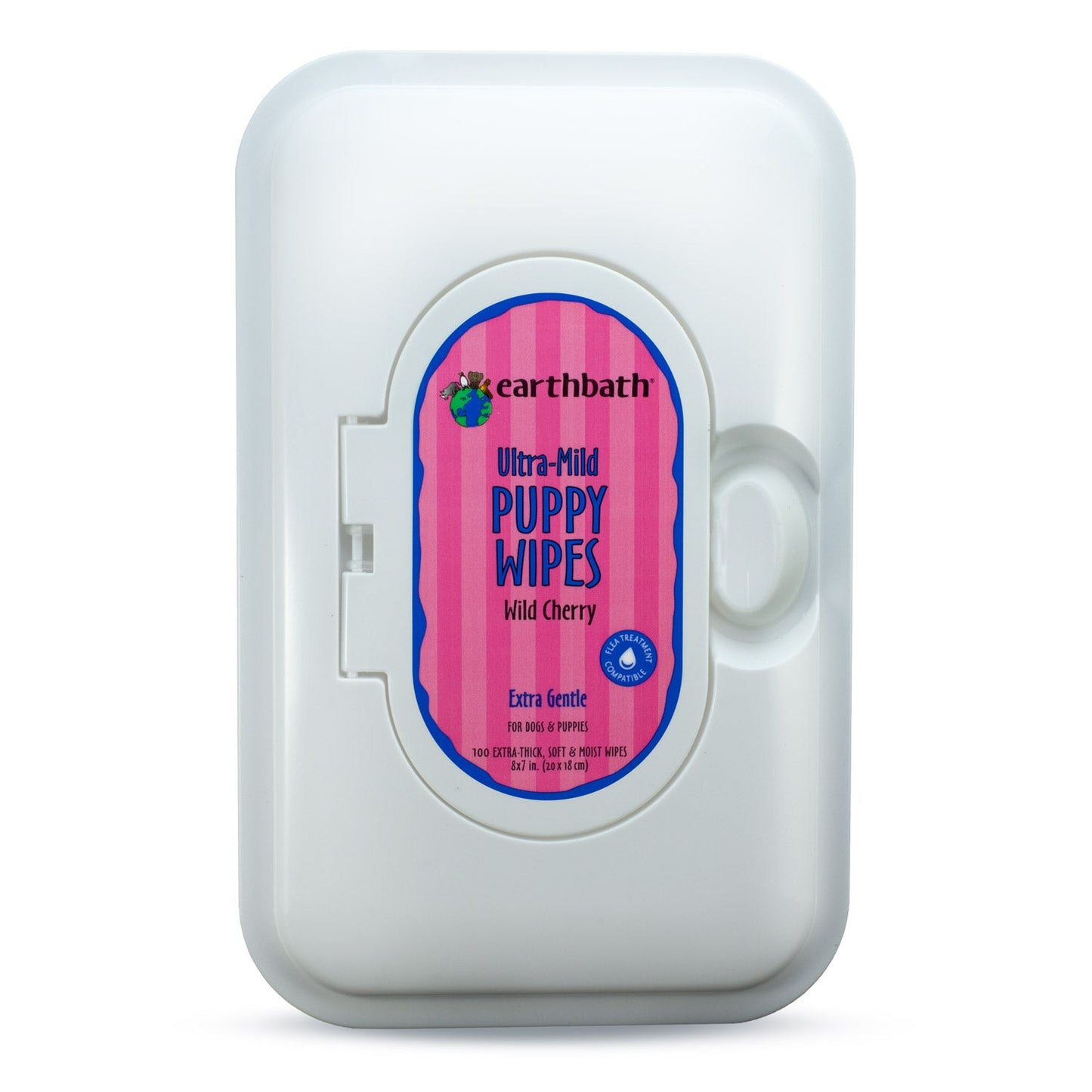 earthbath Ultra Mild Puppy Wipes Wild Cherry Cleans & Conditions 100 ct re sealable container