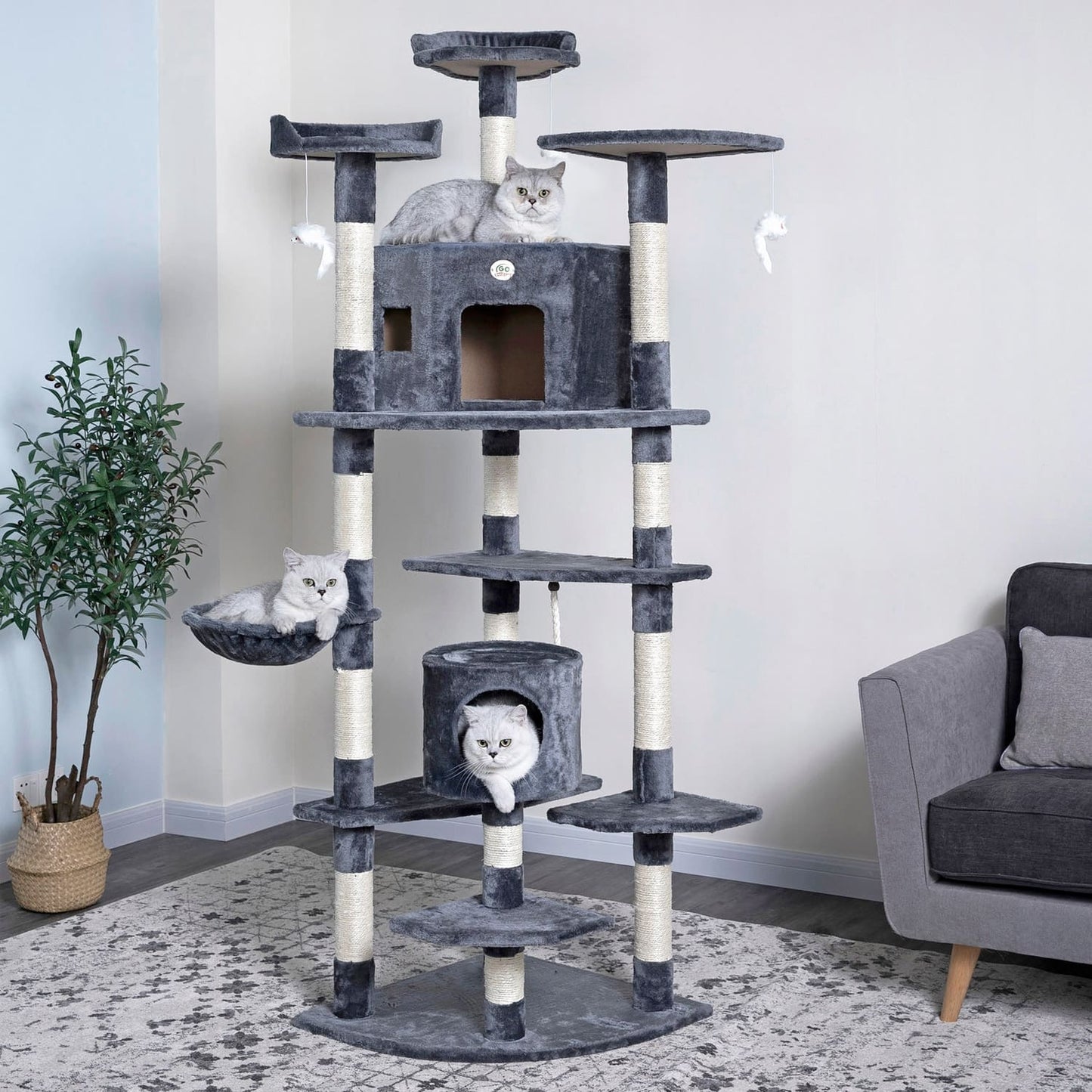 Go Pet Club 80" Classic Cat Tree House Furniture with Sisal Scratching Post