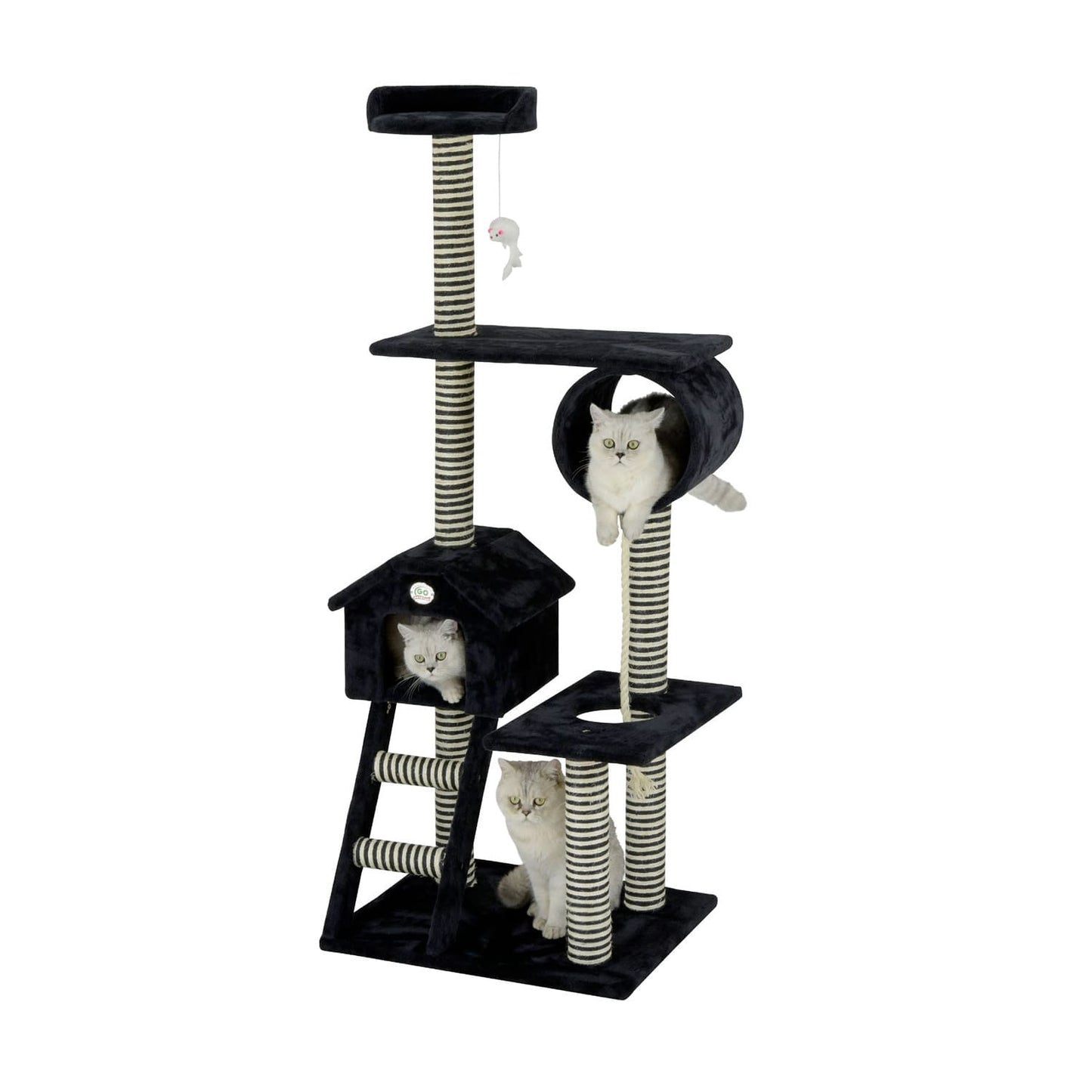 Go Pet Club 60" Black Cat Tree Condo with Sisal Covered Posts