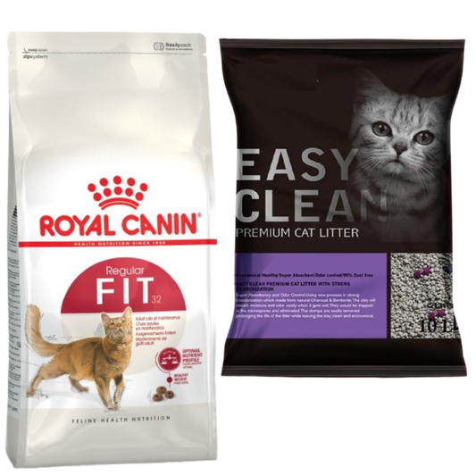 FREE Emily Pets Easy Clean Cat Litter 10L Combo with Royal Canin FIT 32 Dry Food 4kg