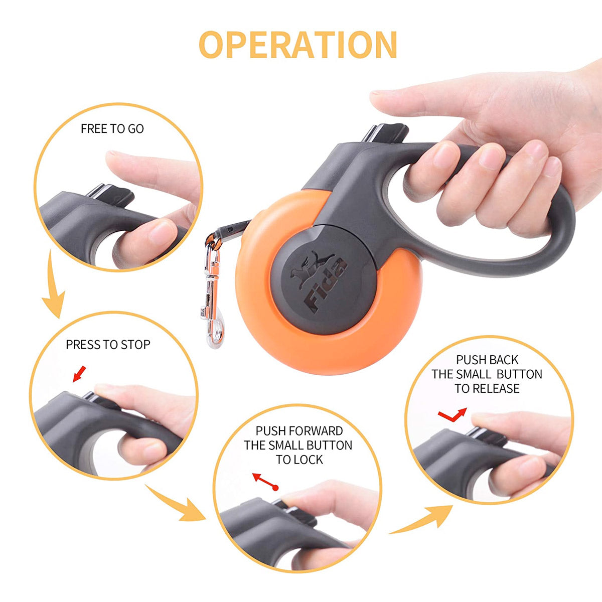 Fida Retractable Dog Leash Heavy Duty (Mars Series)