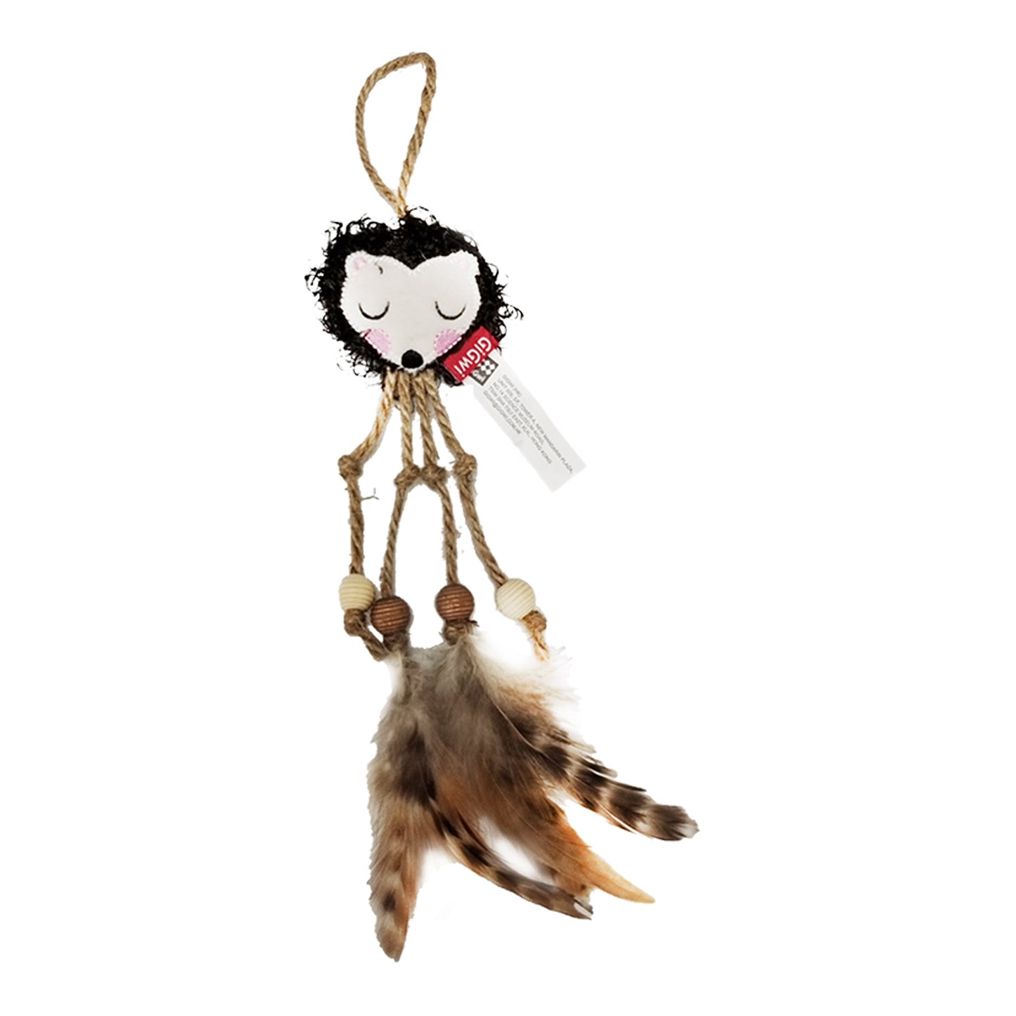 Hedgehog Catch & Scratch Eco line with Slivervine Leaves and Natural Feather