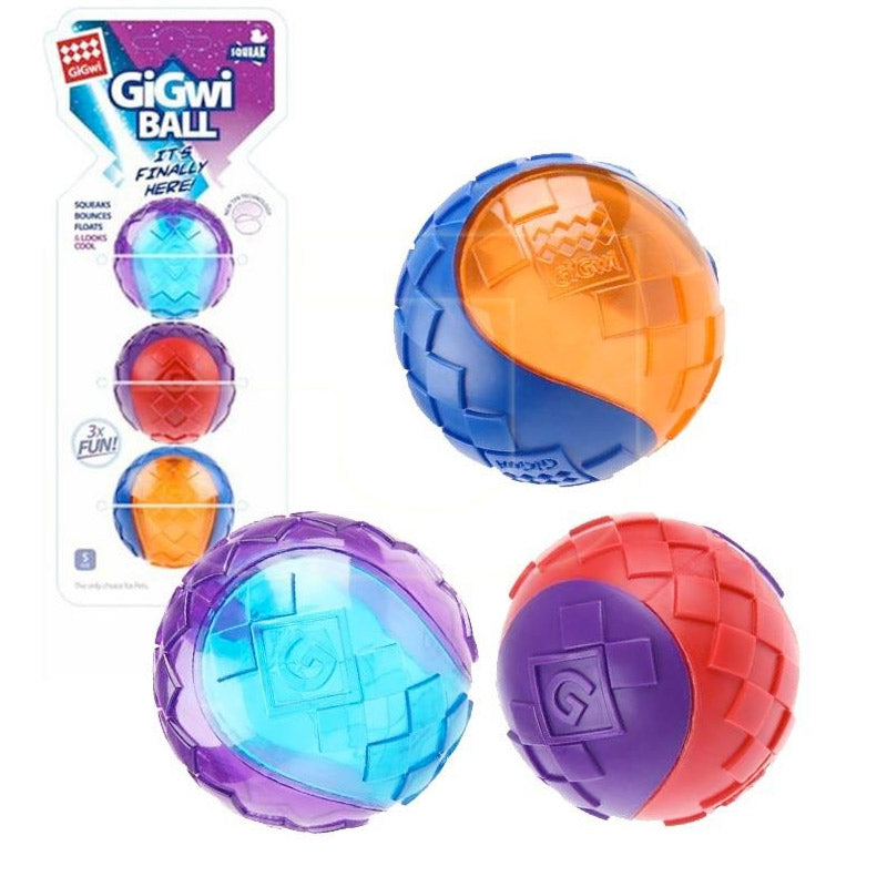 Gigwi Ball Small 3pack  Squeaker - Solid Transparent