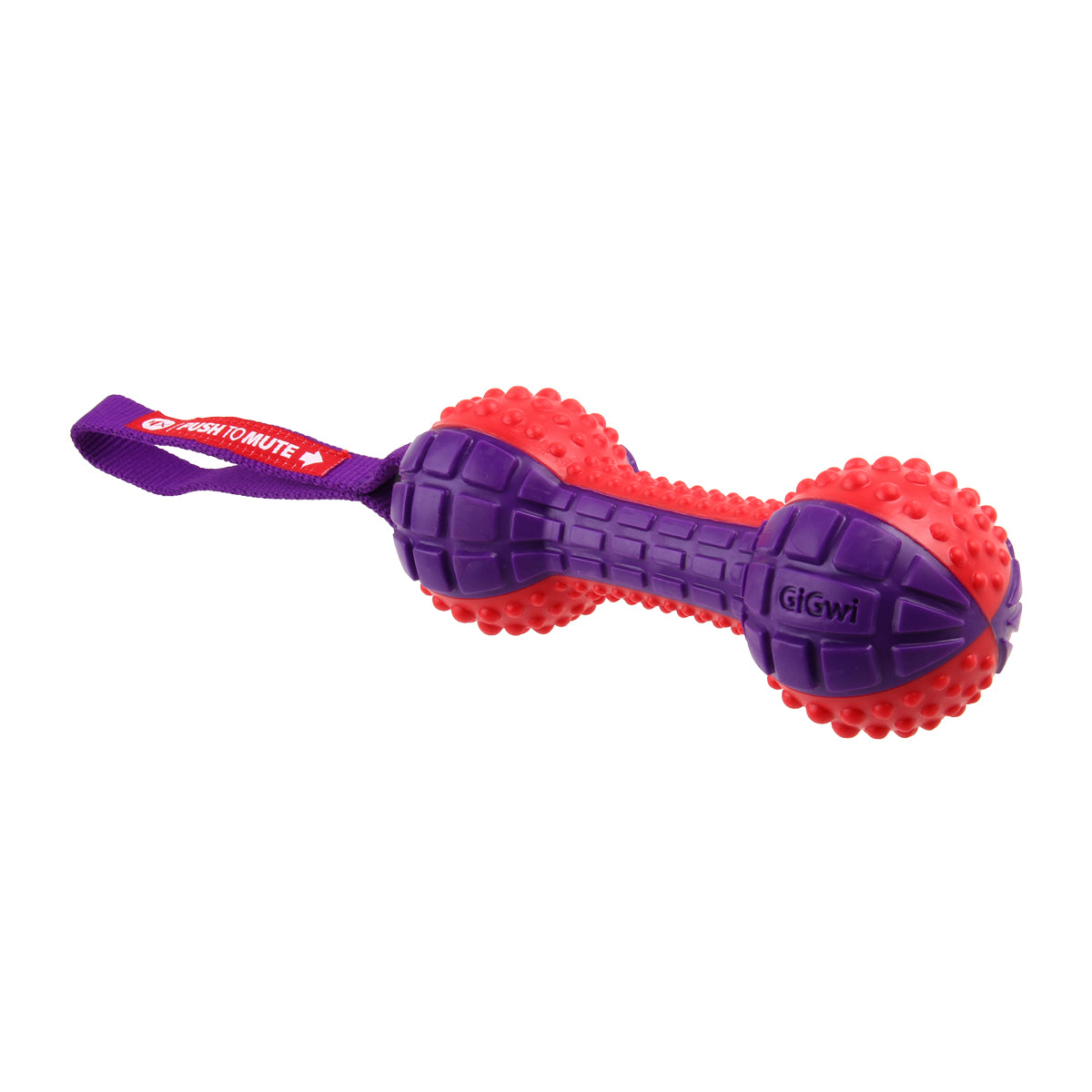GiGwi Dumbell ‘Push To Mute’ - Red/Purple