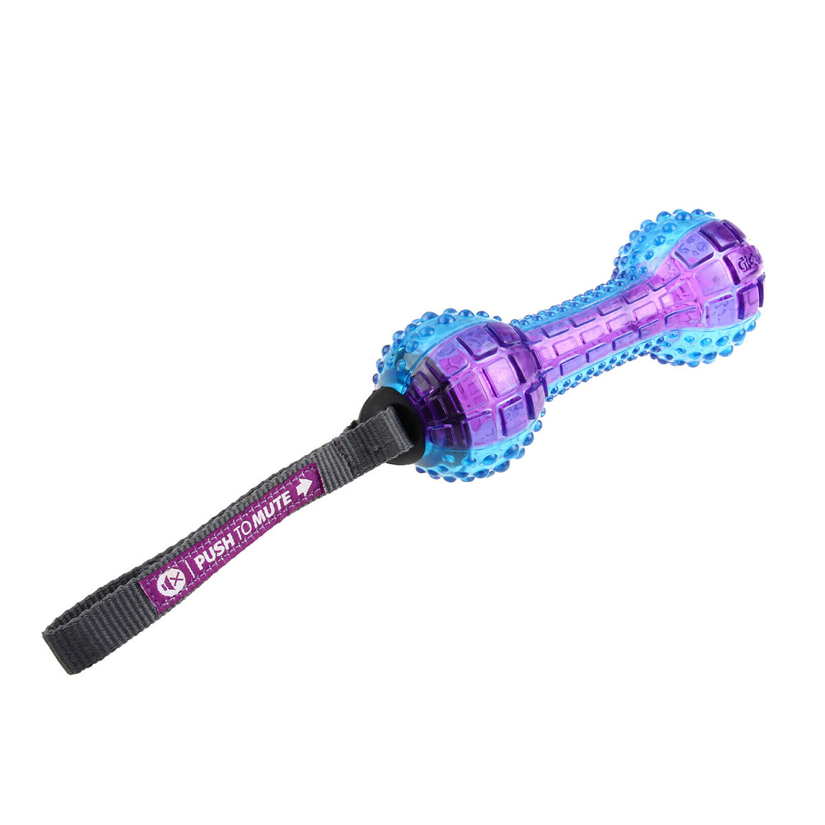 GiGwi Dumbell ‘Push To Mute’ Transparent - Purple / Blue