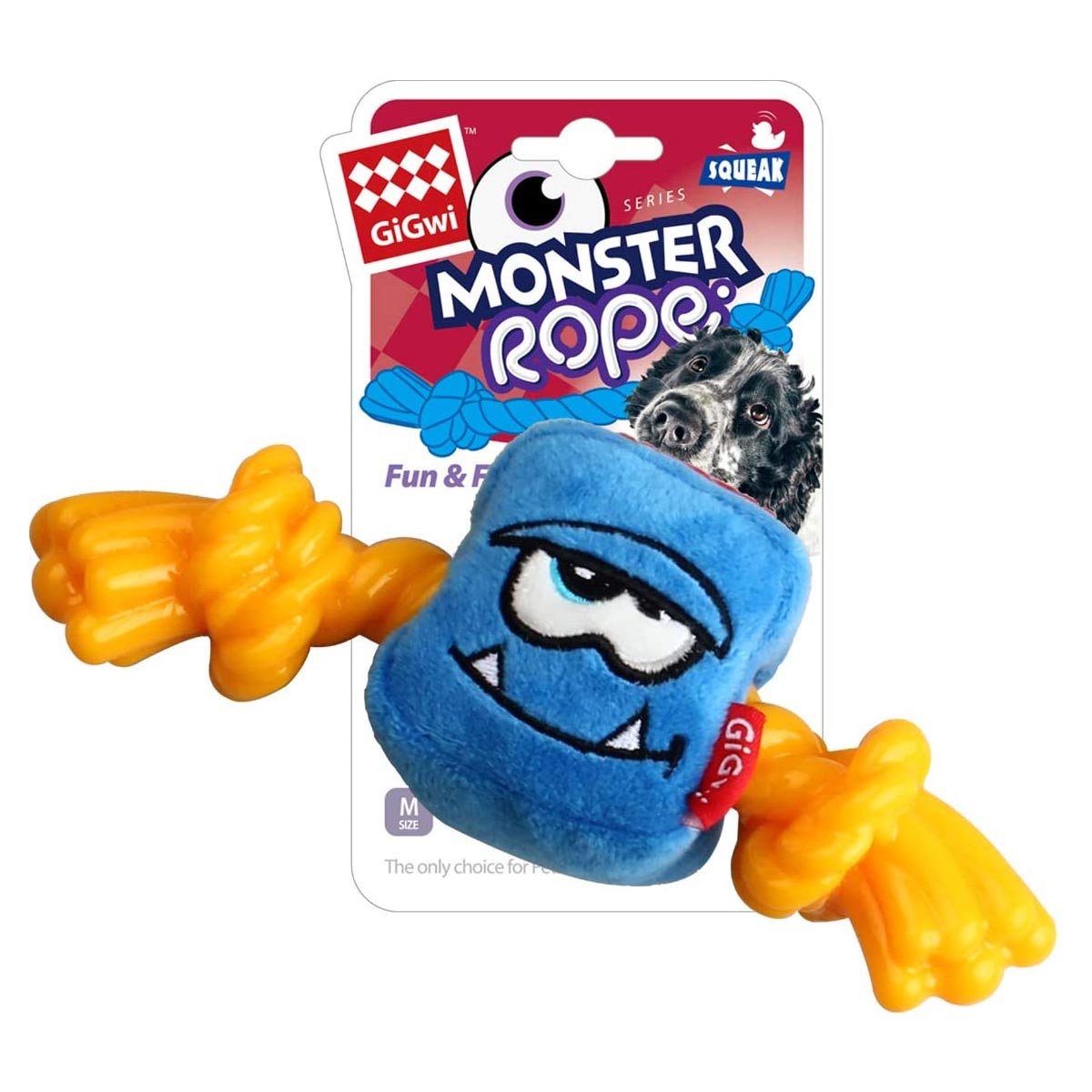 GiGwi Blue Monster Rope with Squeaker inside - Plush/TPR (Medium)